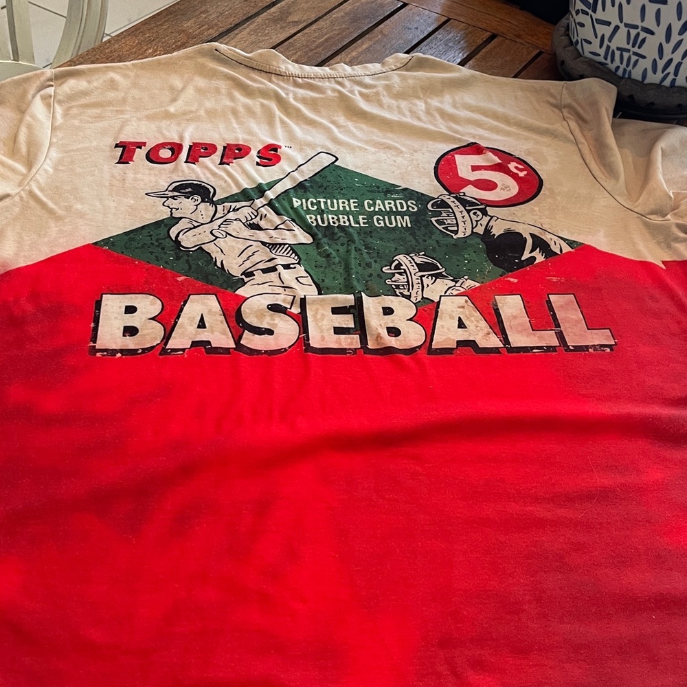 NWOT Nostalgic Topps Red and Cream Baseball Graphic Tee xxl unisex - Picture 4 of 8